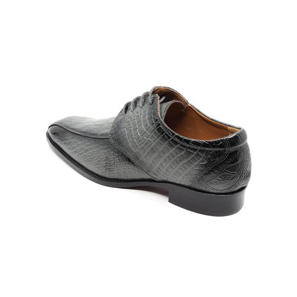Gray Men's Alligator Crocodile Print Oxford Fashion Lace Up Dress Shoe - Picture 3 of 6